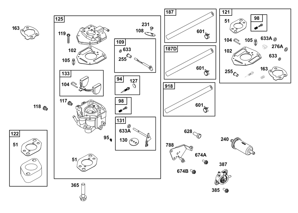 Carburetor And Fuel Supply Group Diagram and Parts List for 356447-0642-G1 200000 - 399999 Briggs and Stratton Engine